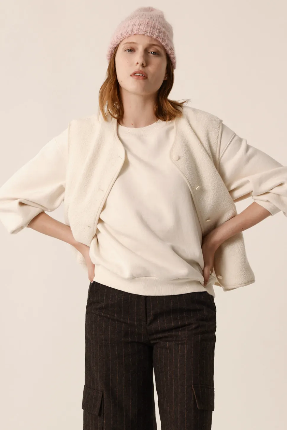 Veste maille sans manches Zlata Creme